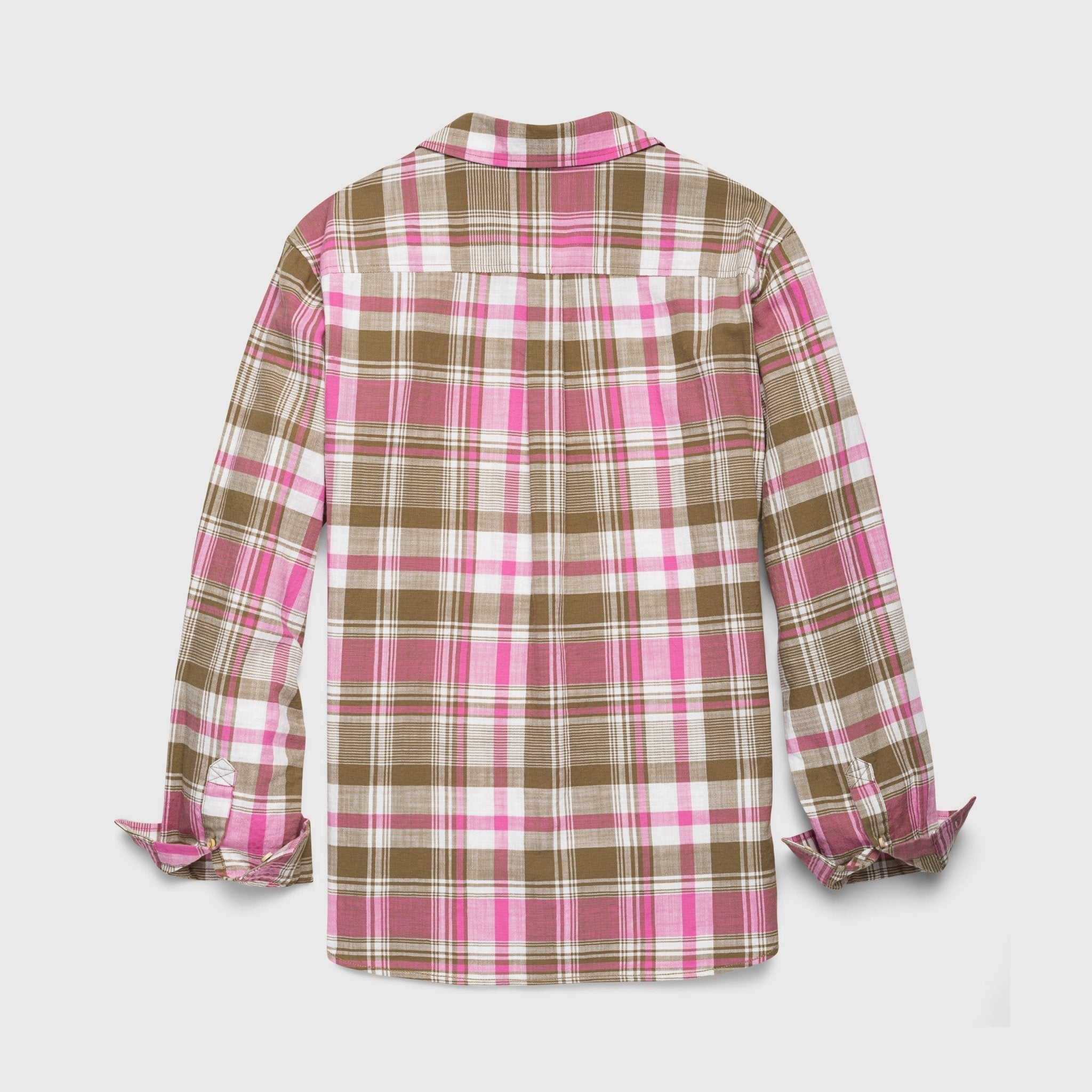 Brian Slub Plaid Shirt - Olive Pink Hoodie, Sweatshirt | PureTeeCo.com (Image 2)