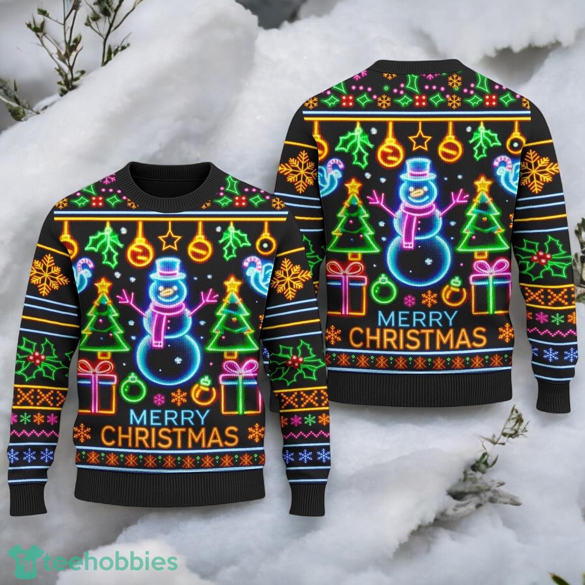 Bright Neon Lighting Christmas 3D Ugly Sweater For Men And Women