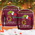 Brisbane Broncos Nrl Grinch Hand Ugly Christmas Sweater 3D