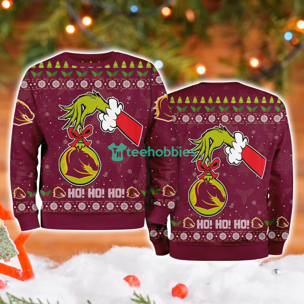 Brisbane Broncos Nrl Grinch Hand Ugly Christmas Sweater 3D