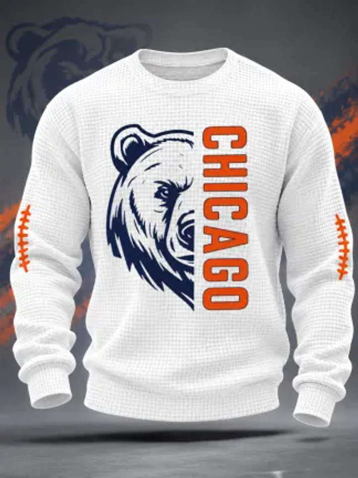 Men's Football Gameday Gift For Football Fans Casual Waffle Sweatshirt