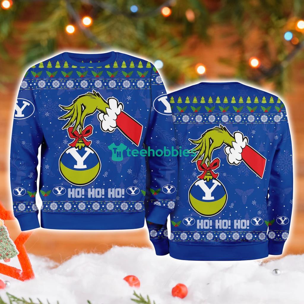 Byu Cougars Ncaa Grinch Hand Ugly Christmas Sweater 3D