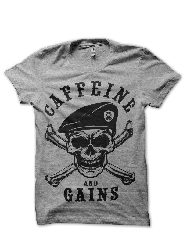 Caffeine And Gains T-Shirt Hoodie, Sweatshirt | PureTeeCo.com