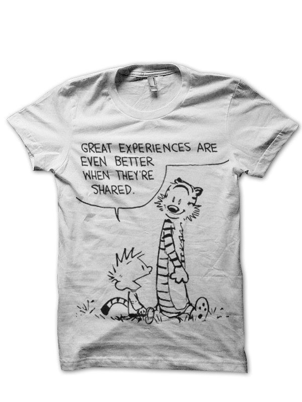 Calvin And Hobbes White Tee Hoodie, Sweatshirt | PureTeeCo.com