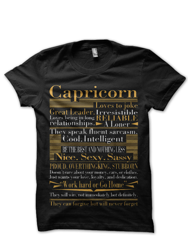 Capricorn Black T-Shirt Hoodie, Sweatshirt | PureTeeCo.com