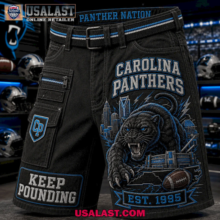 Carolina Panthers Keep Pounding Panther Nation Men Cargo Short
