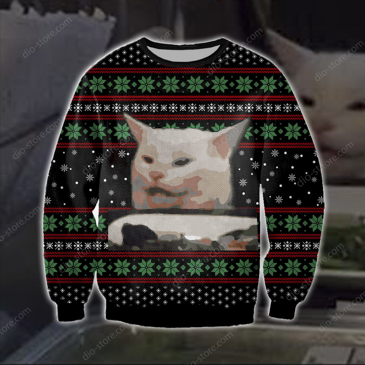 Cat Getting Yelled At Knitting Pattern 3D Print Ugly Sweater
