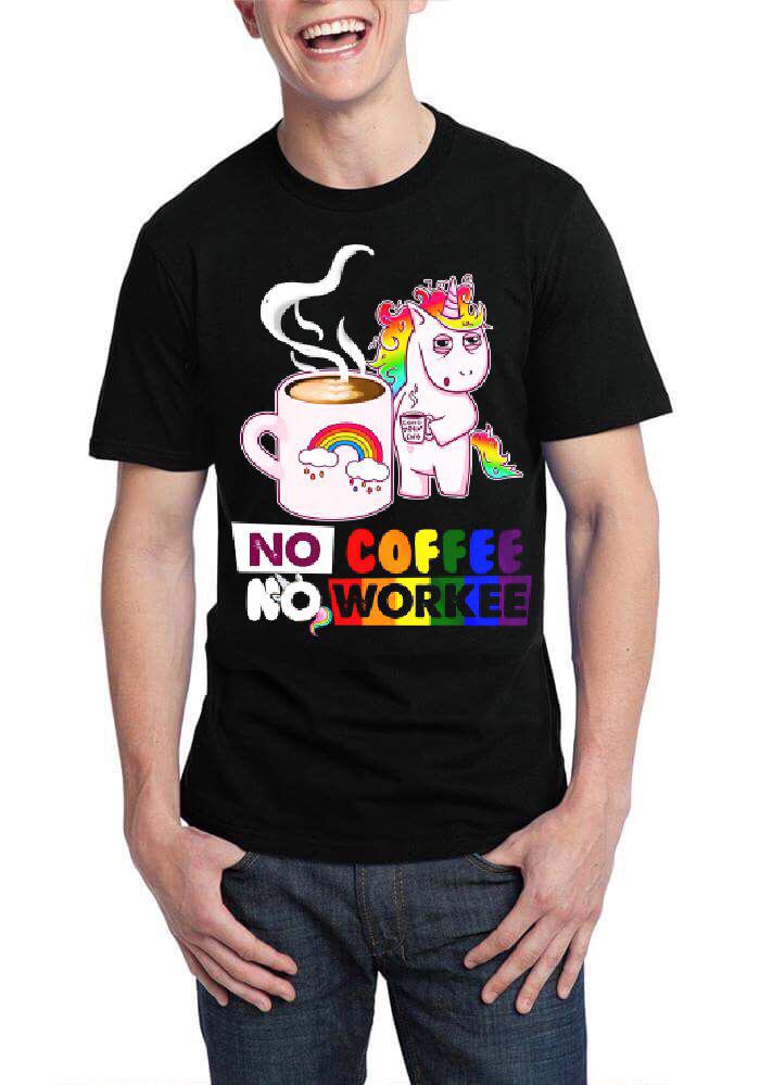 No Coffee No Workee Black Half Sleeve T-Shirt Hoodie, Sweatshirt | PureTeeCo.com
