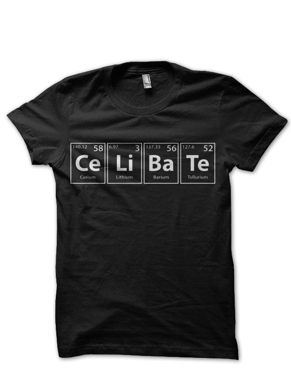 Celibate (Ce-Li-Ba-Te) Periodic Elements Spelling Black T-Shirt Hoodie, Sweatshirt | PureTeeCo.com