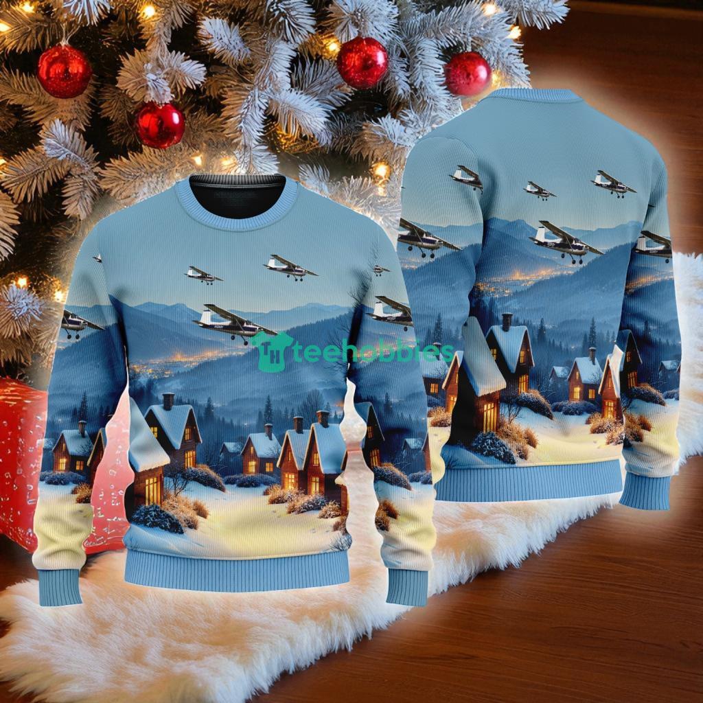 Cessna American Airlines In The Snowy Christmas Sky Ugly Sweater Best Gift