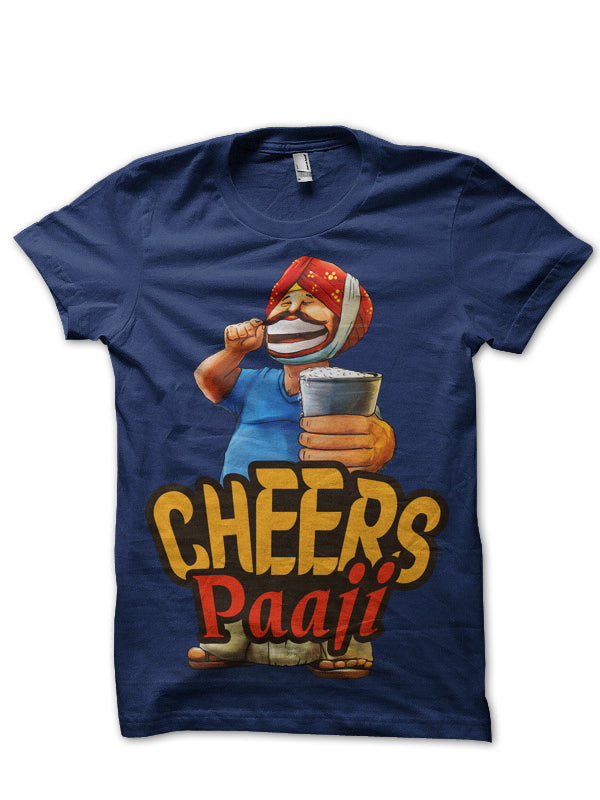 Cheers Paaji Navy Blue Tee Hoodie, Sweatshirt | PureTeeCo.com