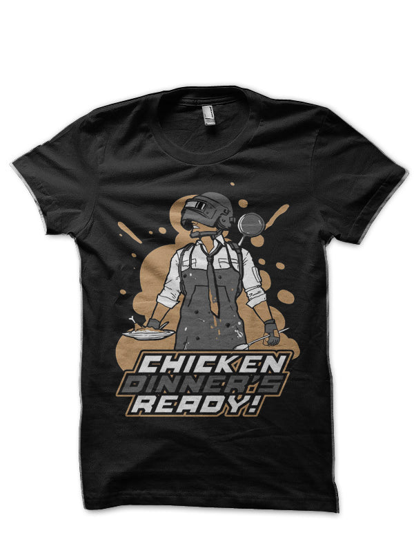 Chicken Dinner Half Sleeve Black T-Shirt Hoodie, Sweatshirt | PureTeeCo.com