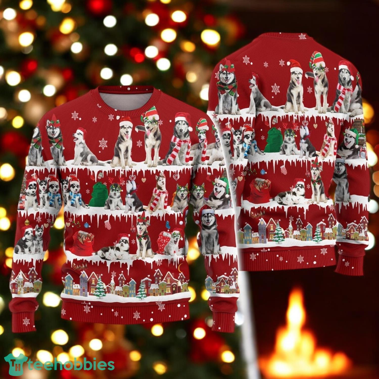 Christmas Husky Ugly Sweater Dog Lover Holiday Sweater Christmas Gift