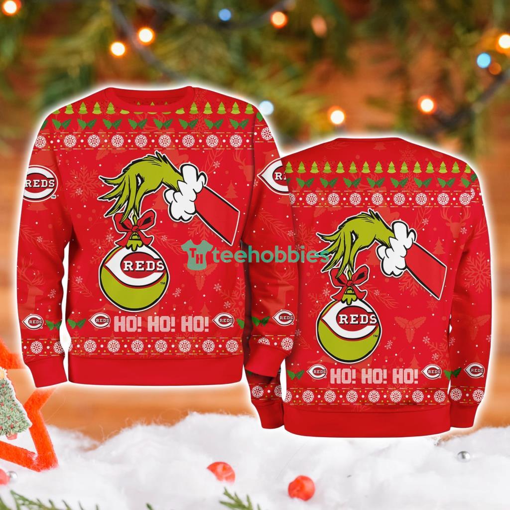Cincinnati Reds Mlb Grinch Hand Ugly Christmas Sweater 3D