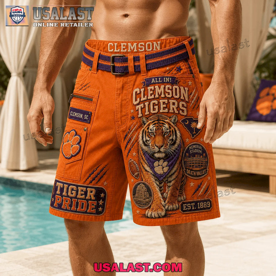 Clemson Tigers All In Tiger Pride Men Cargo Short