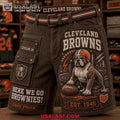 Cleveland Browns Here We Go Brownies Dawg Pound Men Cargo Short