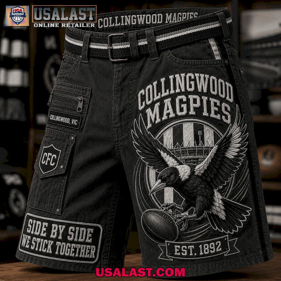 Collingwood Magpies Side By Side We Stick Together Men Cargo Short