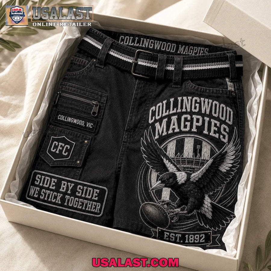 Collingwood Magpies Side By Side We Stick Together Men Cargo Short