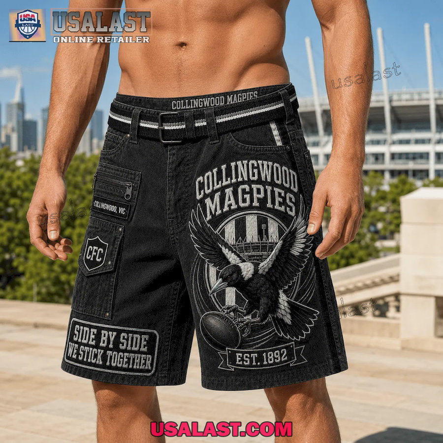 Collingwood Magpies Side By Side We Stick Together Men Cargo Short