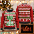 Come On Baby Light My Menorah 3D T-Sweater Hanukkah Festival Ugly Christmas Sweater