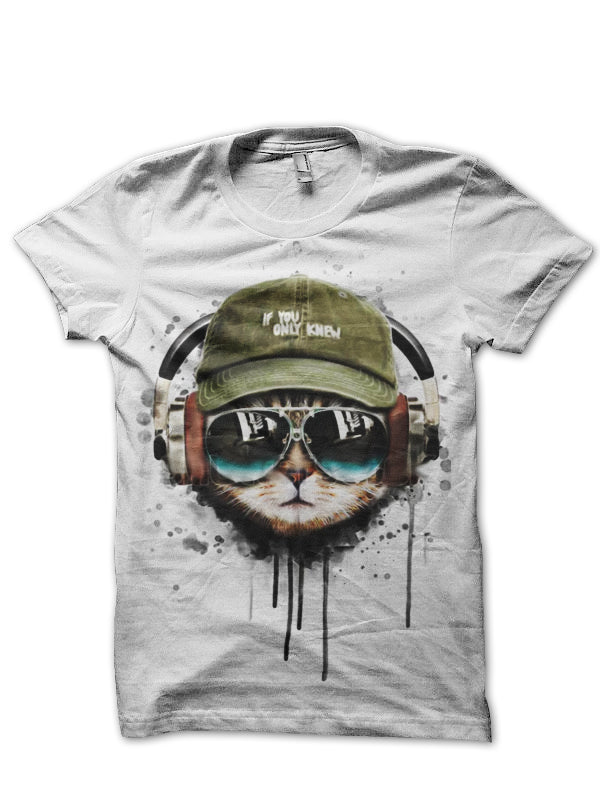 Cool Cat White T-Shirt Hoodie, Sweatshirt | PureTeeCo.com