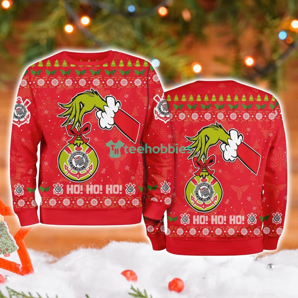 Corinthians Paulista Grinch Hand Ugly Christmas Sweater 3D