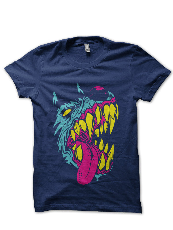 Crazy Dog Navy Blue Tee Hoodie, Sweatshirt | PureTeeCo.com