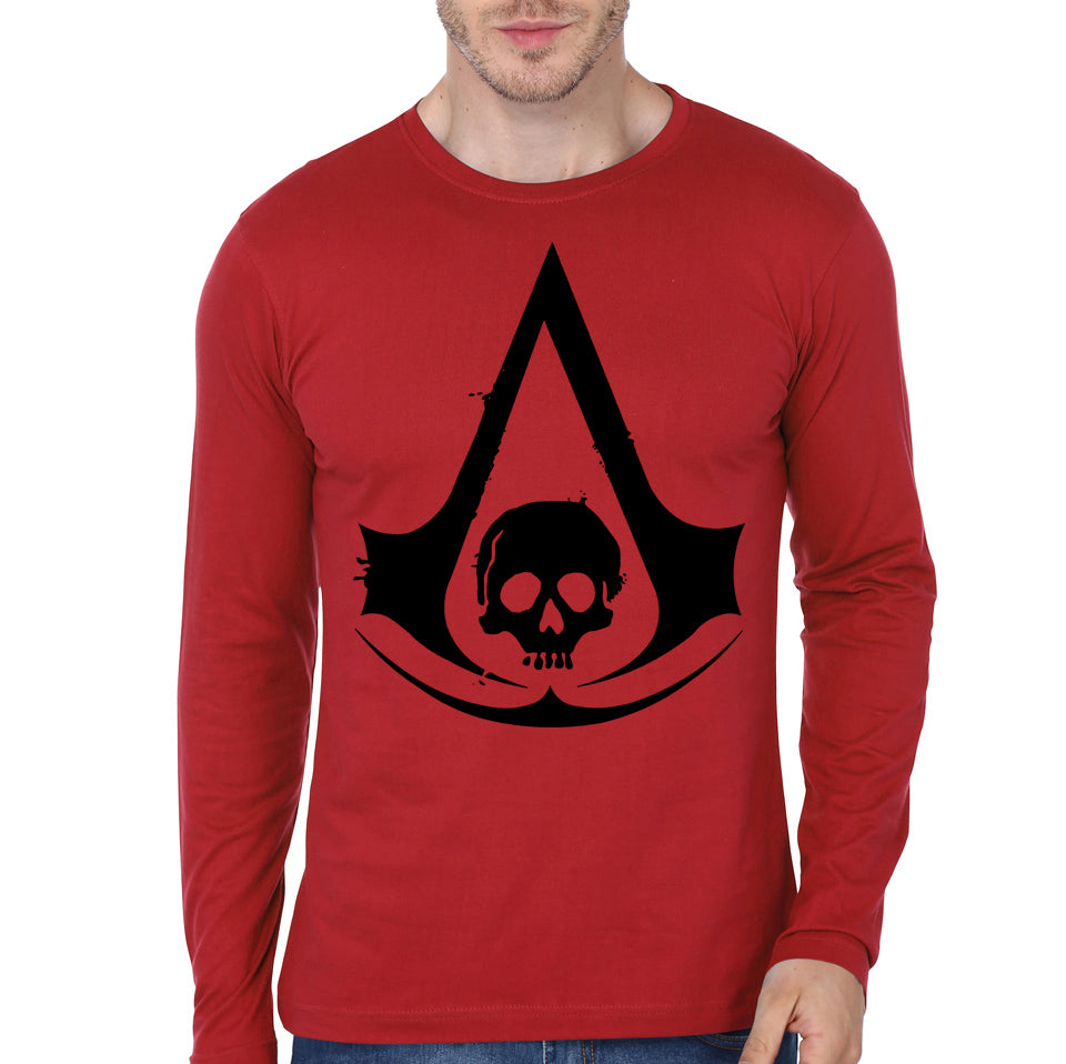 Assassin Creed Red Full Sleeve Tee Hoodie, Sweatshirt | PureTeeCo.com