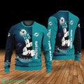 Custom Name Miami Dolphins Cartoon Mouse Couple Christmas 3D Sweater