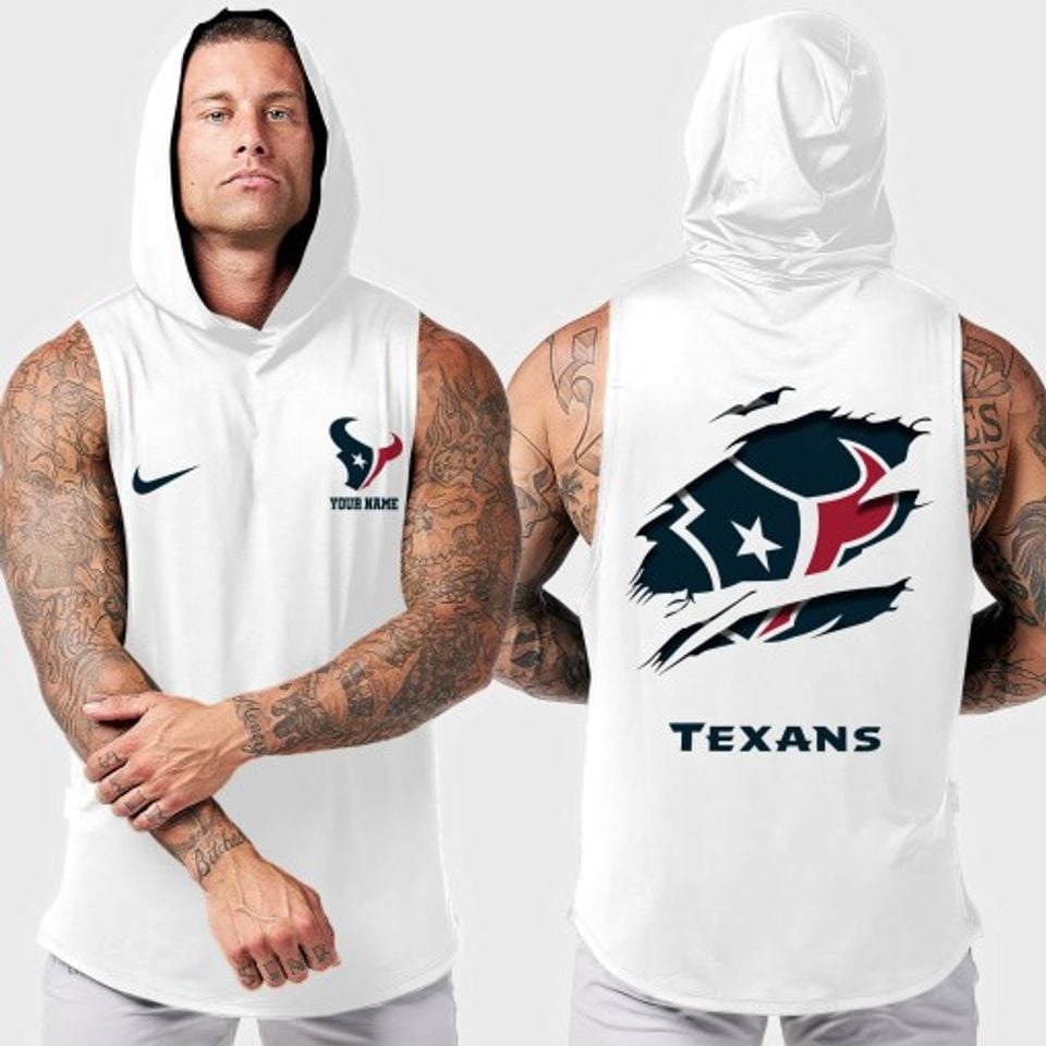 Houston Texans Men Workout Hooded Tank Top
