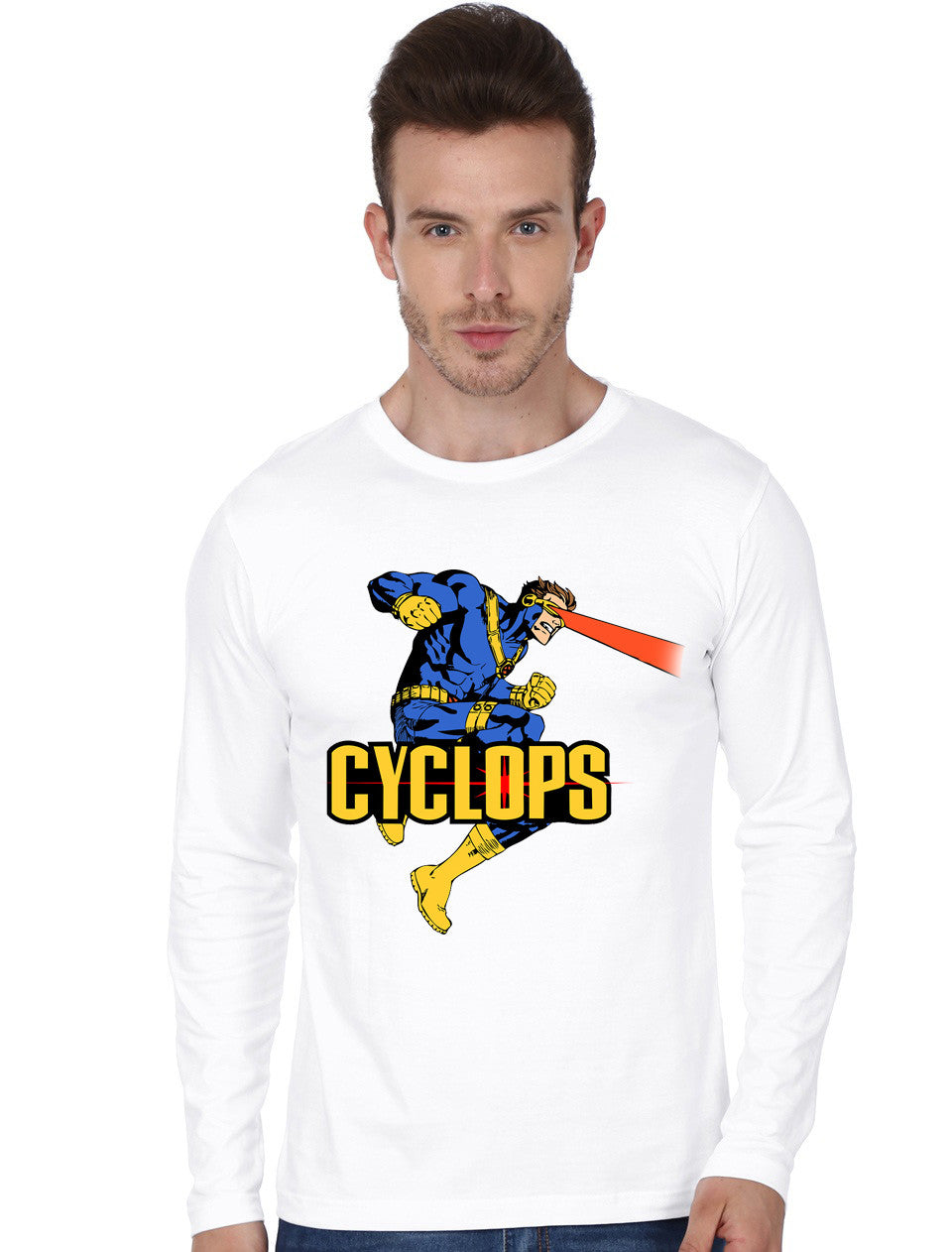 Cyclops White Full Sleeve T-Shirt Hoodie, Sweatshirt | PureTeeCo.com