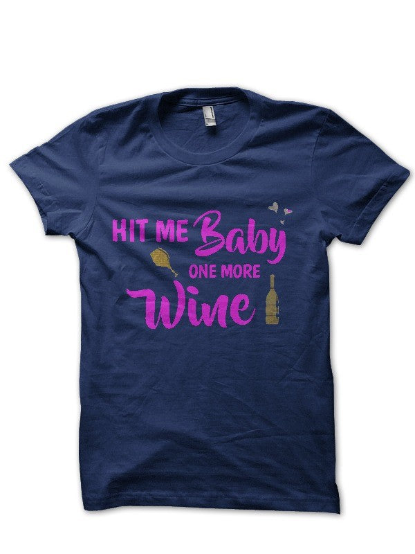 One More Wine Half Sleeve Navy Blue T-Shirt Hoodie, Sweatshirt | PureTeeCo.com