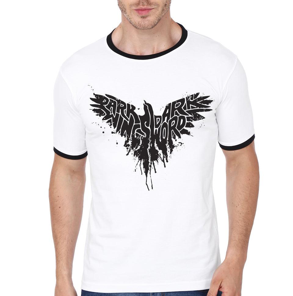 Dark Wing White Ringer Tee Hoodie, Sweatshirt | PureTeeCo.com