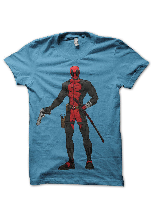 Deadpool Gun Light Blue Tee (Grey Available) Hoodie, Sweatshirt | PureTeeCo.com