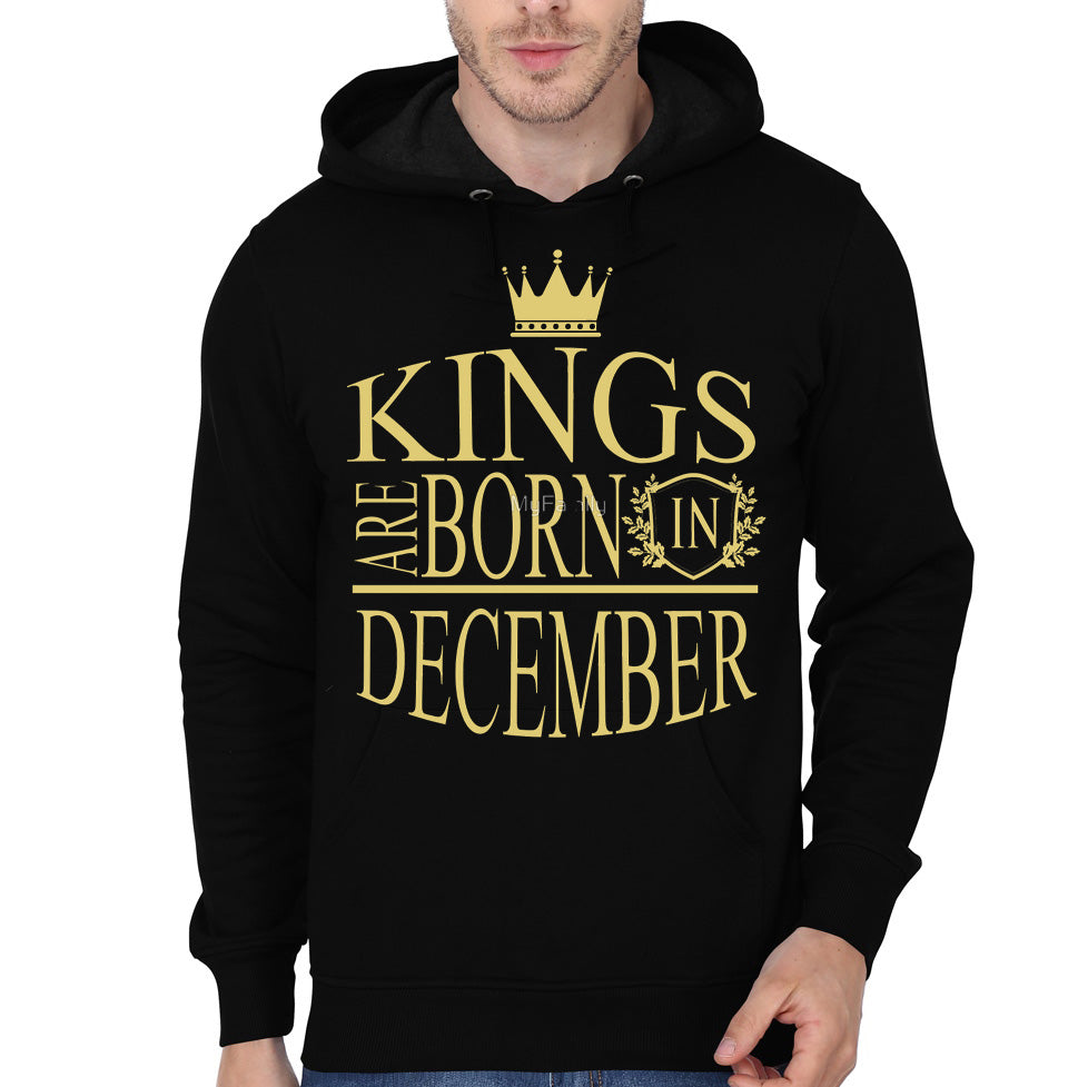 Kings Are Born In December Black Hooded Sweatshirt T-Shirts, Hoodie | PureTeeCo.com
