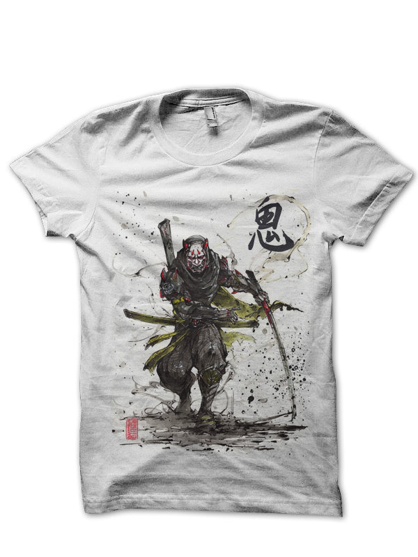 Demon Samurai Half Sleeve White T-Shirt Hoodie, Sweatshirt | PureTeeCo.com