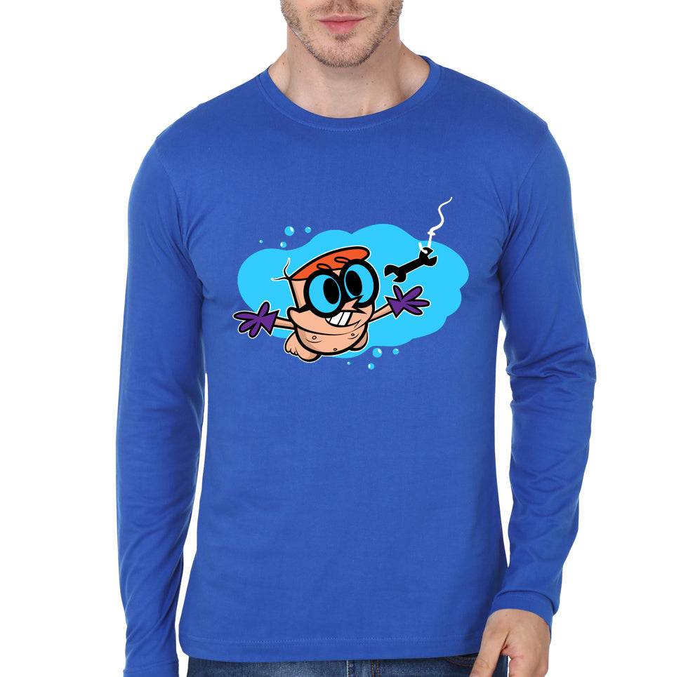Dexter Navy Blue Full Sleeve Tee Hoodie, Sweatshirt | PureTeeCo.com
