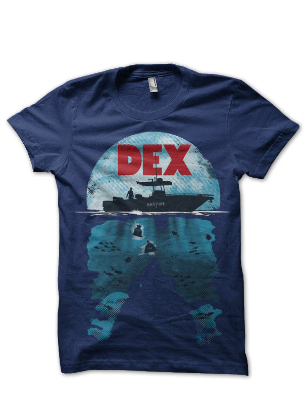 Dexter Dark Blue Tee Hoodie, Sweatshirt | PureTeeCo.com