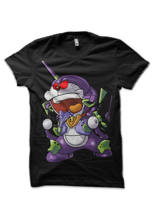Doraemon Evangelion Black T-Shirt Hoodie, Sweatshirt | PureTeeCo.com