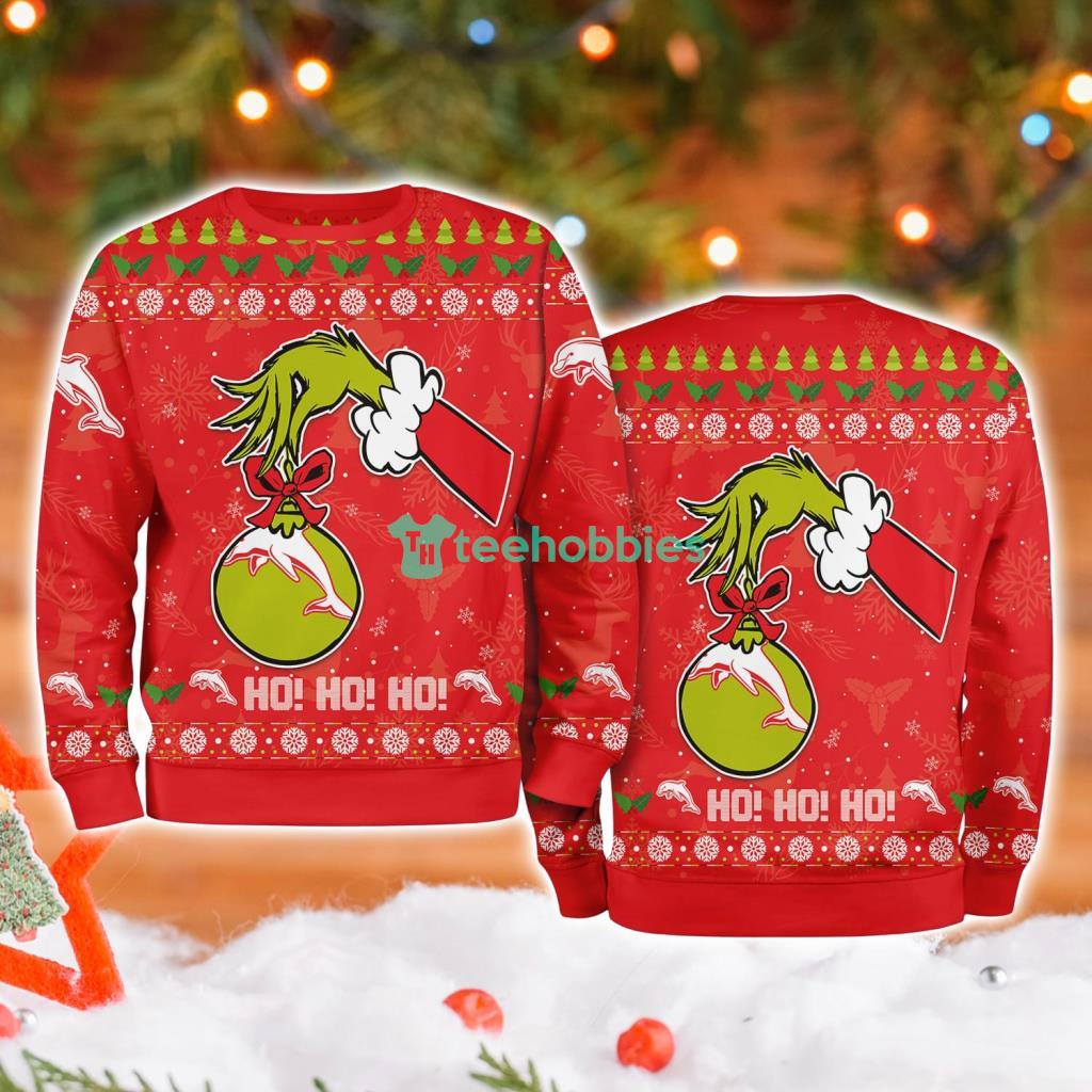 Dolphins Nrl Grinch Hand Ugly Christmas Sweater 3D