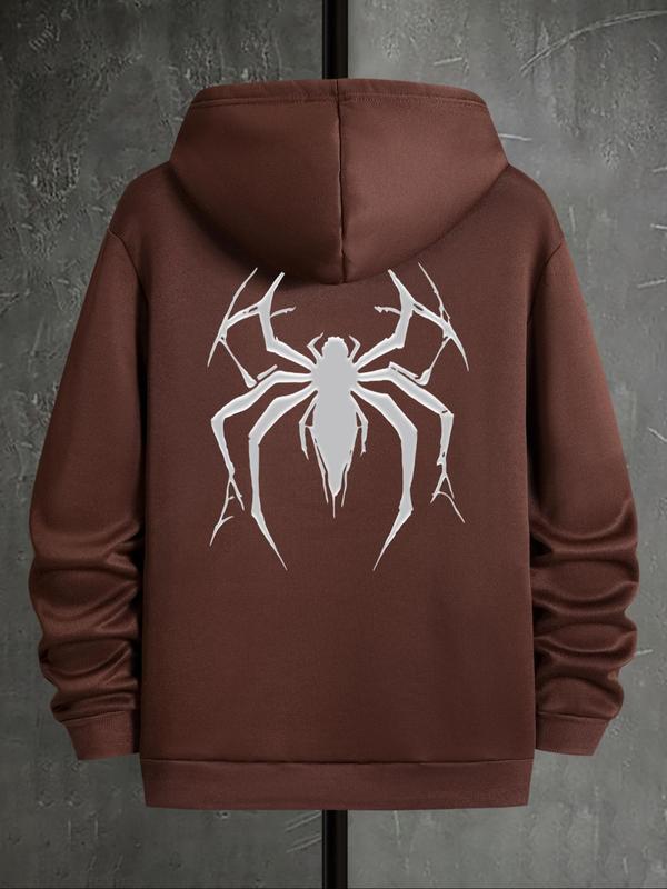 Men's Spider Print Hoodie, Casual Regular Fit Sweatshirt, Drawstring Pocket for Men's Daily Wear, Spring & Fall... (Image 7)