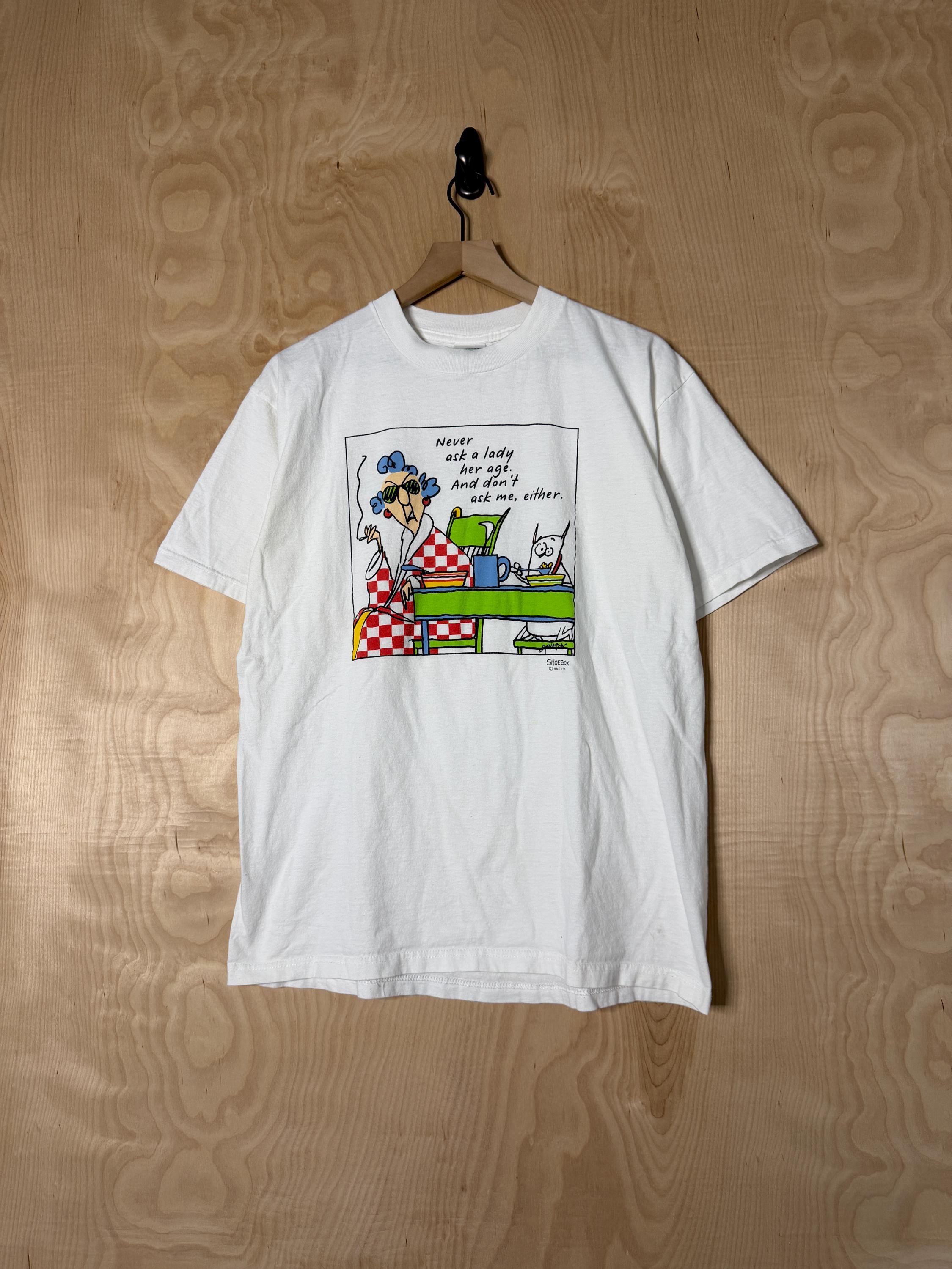 Vintage Never Ask Lady Age Don Ask Either Shoebox Art White Size Large (1)