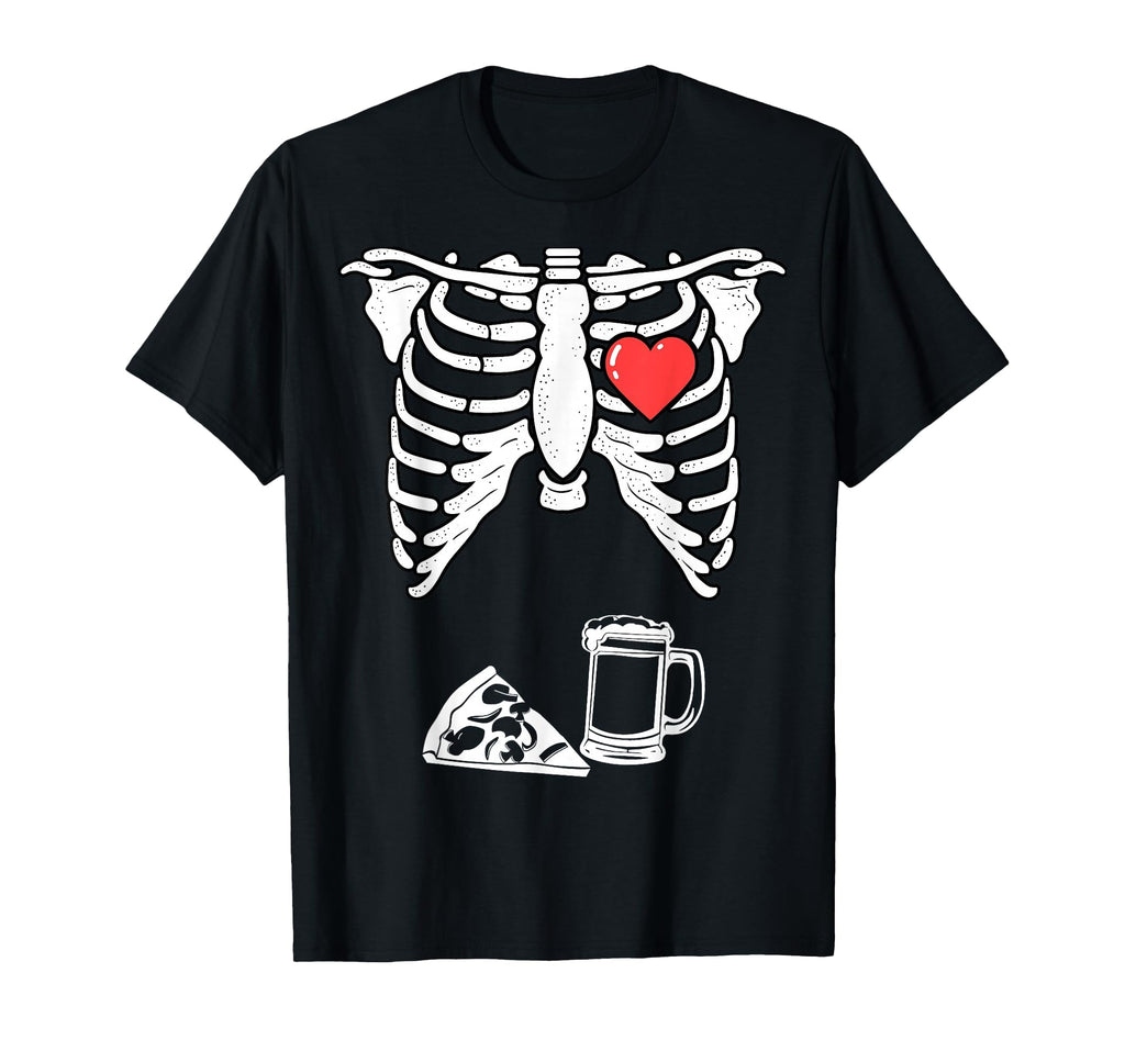 Dad Skeleton Halloween Beer Pizza Pregnancy Couple Unisex T-shirt, Sweatshirt, Hoodie (1)