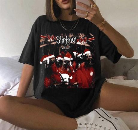Slipknot christmas Unisex Tee Classic Rock Band Cotton Tshirt Hoodie, Sweatshirt | PureTeeCo.com (Image 3)