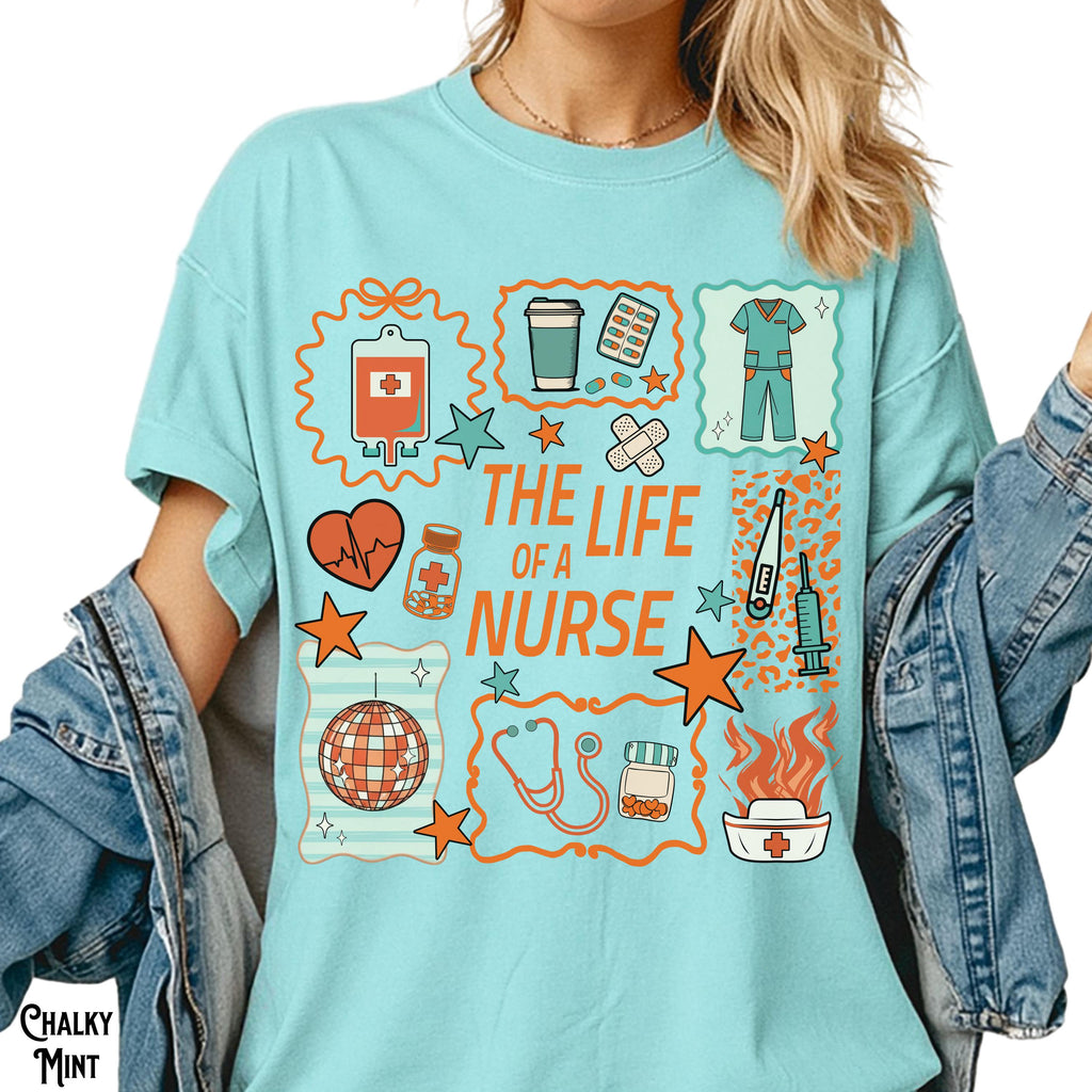 Comfort Colors Life Nurse Nursing Showgirl Tee Rn Lpn Np Appreciation Music Lover Registered Nurse Doodle (3)