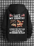 Men's American Flag Print Drawstring Hoodie, Casual Regular Fit Sweatshirt for Spring & Fall, Daily Wear... (Image 1)