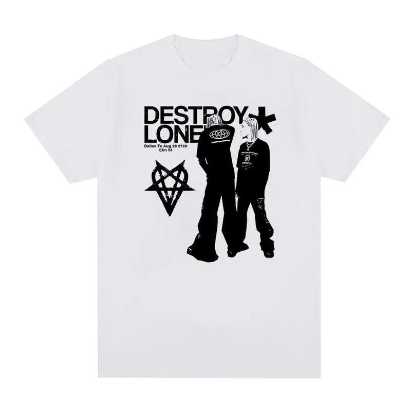 Rapper Playboi Carti Destroy Lonely Graphic T-Shirt Men's Fashion Harajuku Retro T Shirts Hip Hop Gothic... (Image 1)
