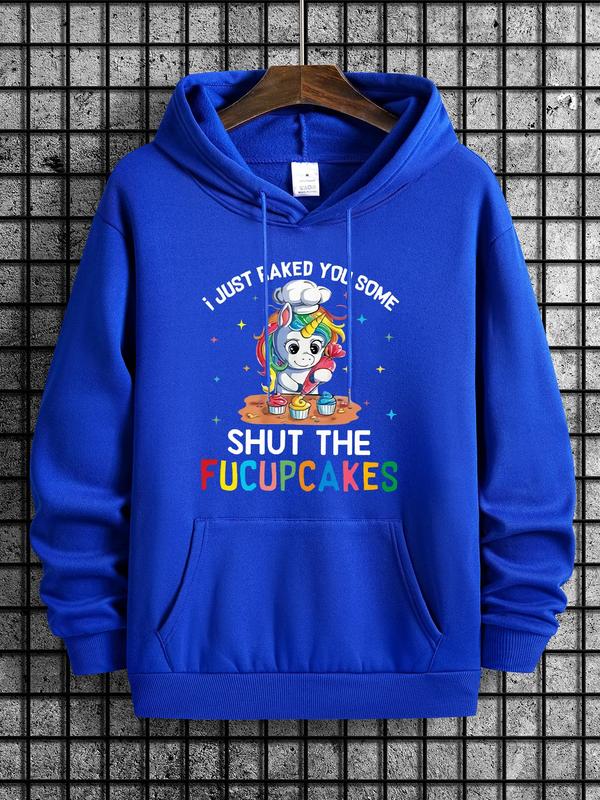 Men's Cartoon Print Drop Shoulder Hoodie, Fashion Drawstring Hooded Sweatshirt for Spring & Fall, Streetwear... (Image 7)