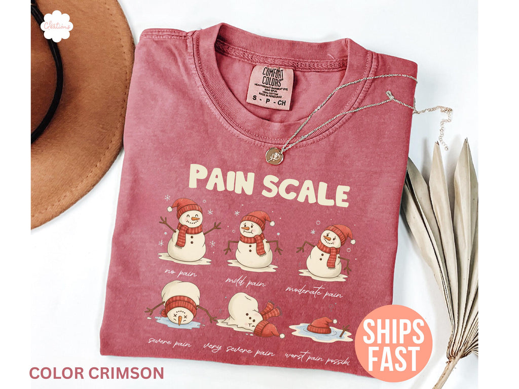 Comfort Colors Pain Scale Snowman Christmas Holiday Humor Xmas Nurse Christmas (1)