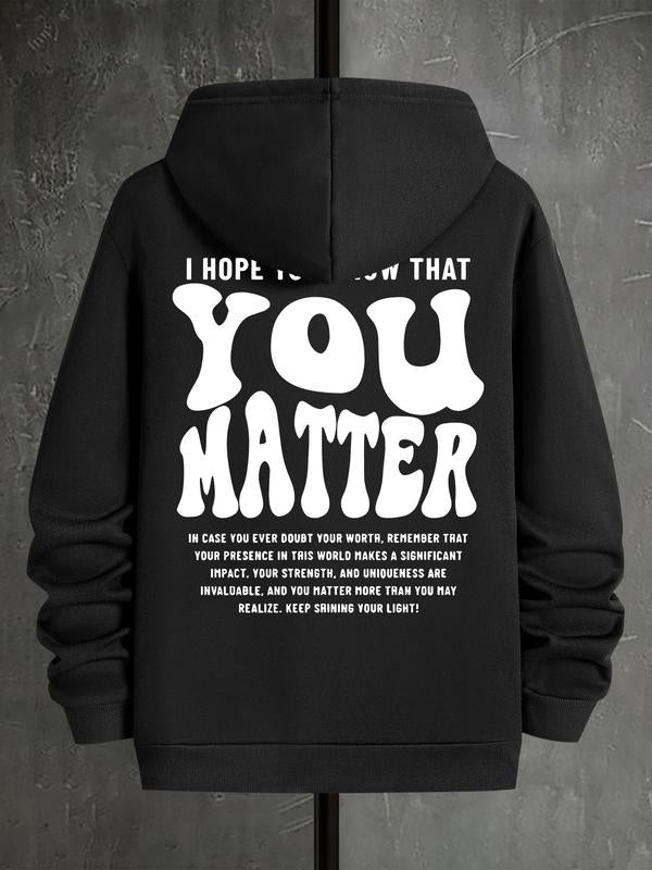 Letter Print Men's Casual Drawstring Hoodie, Regular Fit Sweatshirt for Spring & Fall, Fashionable Daily Men's... (Image 9)
